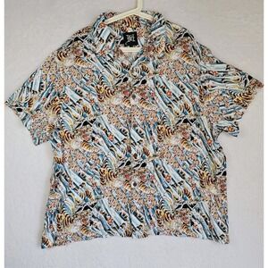 Ed Hardy Mens Button Up‎ Hawaiian Shirt Art Japanese Tiger Tattoo Size XXL